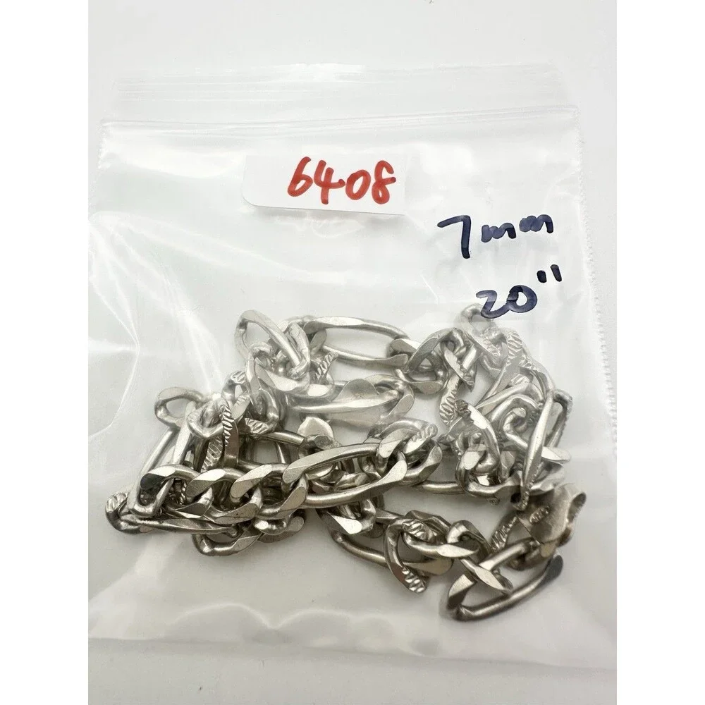 Men's Solid 925 Sterling Silver Figaro Chain Necklace ITALY 7mm 20”